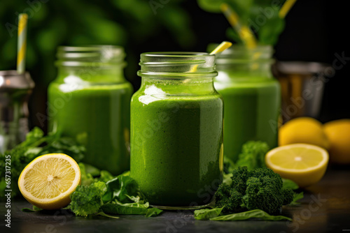 Green Smoothie in Glass Jar