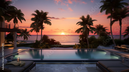 view of the Sea through the infinity pool   villa luxury