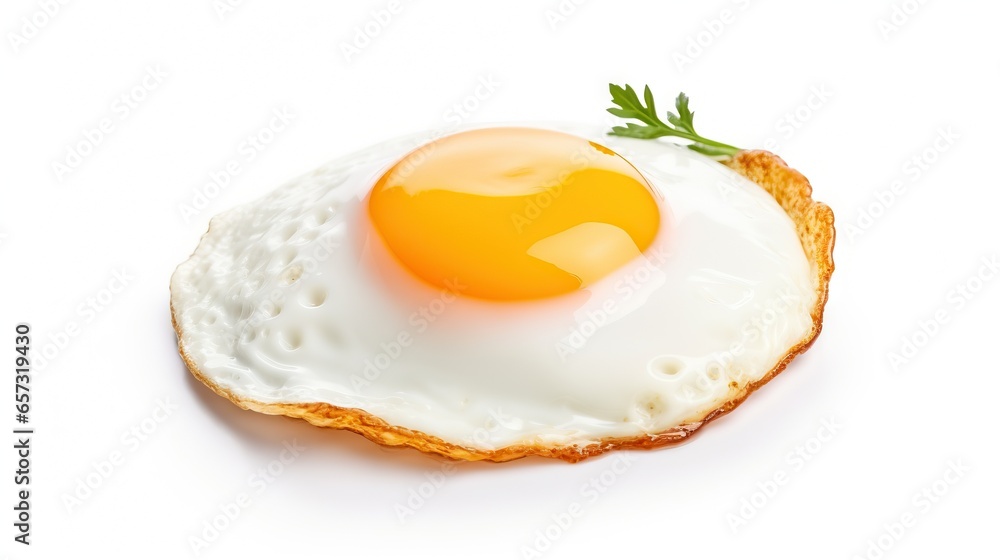a fried egg on top of a piece of bread on a white surface. generative ai a fried egg on top of a piece of bread on a white surface. generative ai