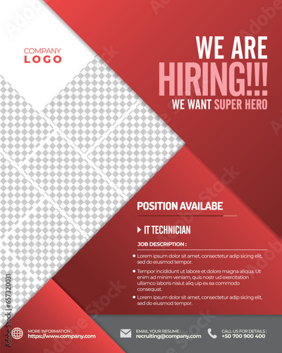 Social Media Template Job Vacancy Recruitment. Poster 1080x1350px for We Are Hiring