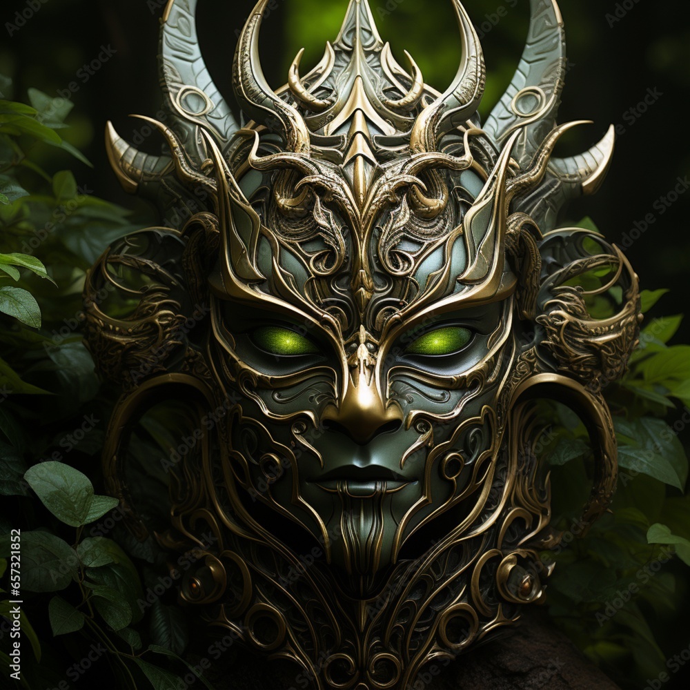 Dragon weed mask symbol beautiful image Ai generated art