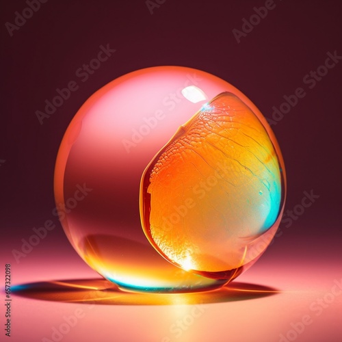 Electronic transparency iridescent glass grapefruit Ai generated art photo