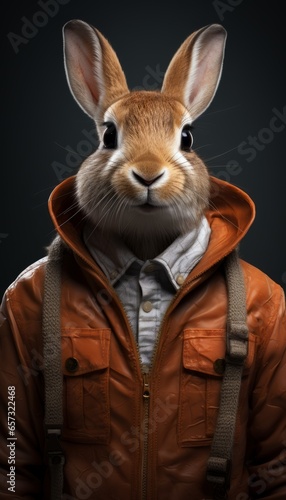 Business hare in autumn clothes, rabbit in a jacket. Created in AI © Ренат Хисматулин