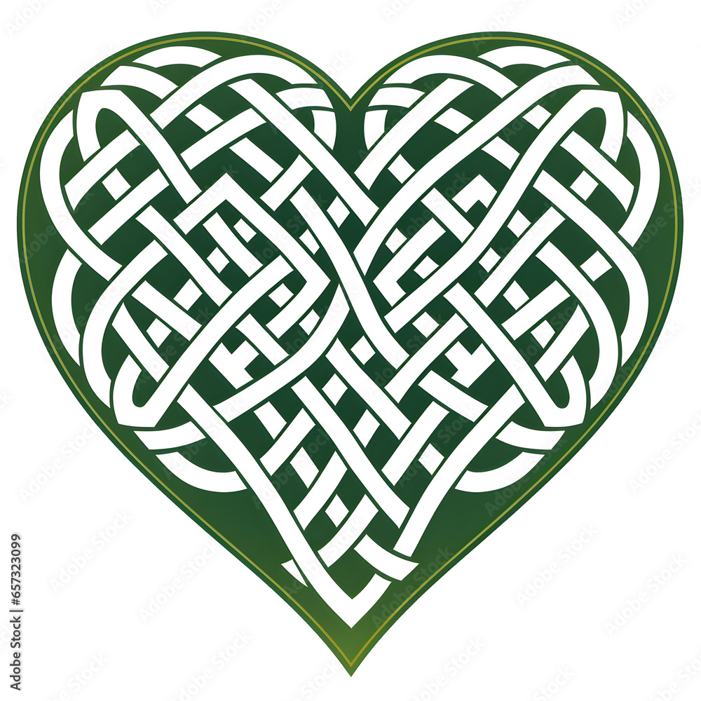 Clipart of Celtic knot heart, transparent background, isolated on
