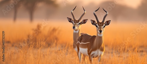 Male Blackbucks in Tal Chhapar Sanctuary in Rajasthan India photo