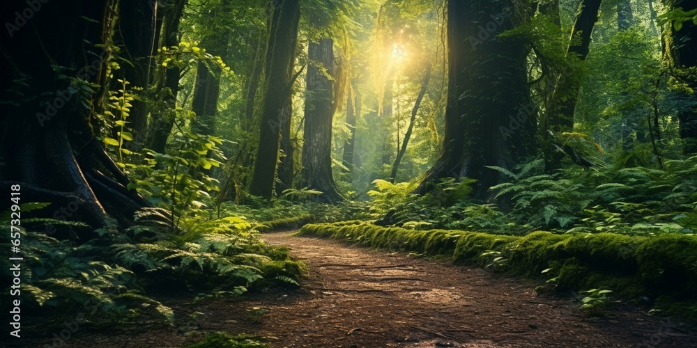 Obraz na płótnie enchanted path through magical forest cinematic 4k w salonie