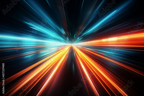 Luminous Fiber Optic Light Trails, Futuristic Neon Speed Lines