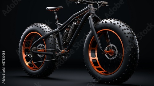 a miniature fat tire bike with oversized tires, a rugged frame, and details for the gear system suitable for off-road riding. © M Arif