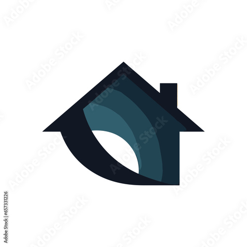 ector house logo icon. negative space style