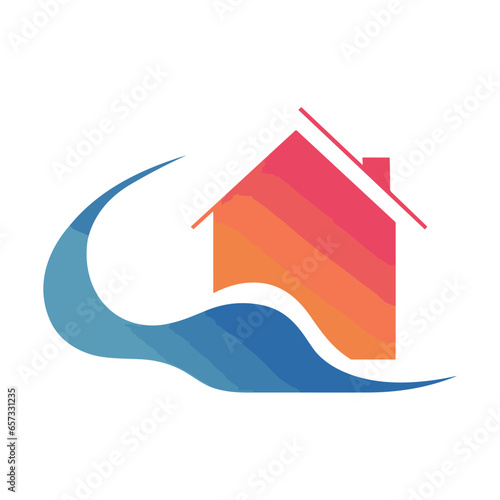 ector house logo icon. negative space style
