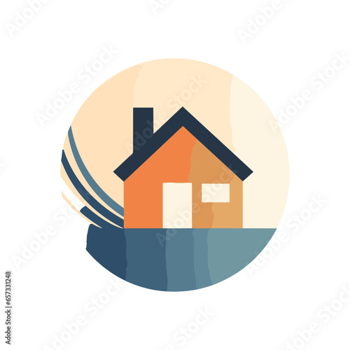 ector house logo icon. negative space style