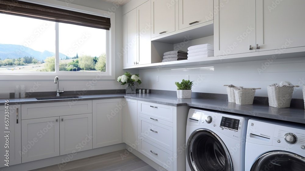 Modern Laundry Room with White Appliances Modern Laundry Room with White Appliances
