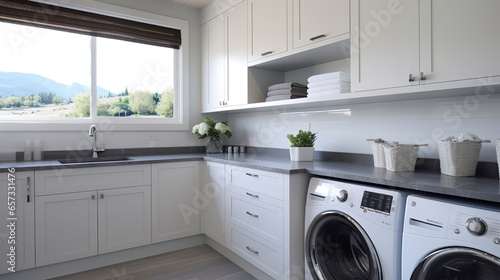 Wallpaper Mural Modern Laundry Room with White Appliances Torontodigital.ca