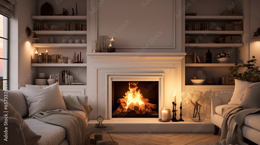 Fototapeta premium living room with fireplace