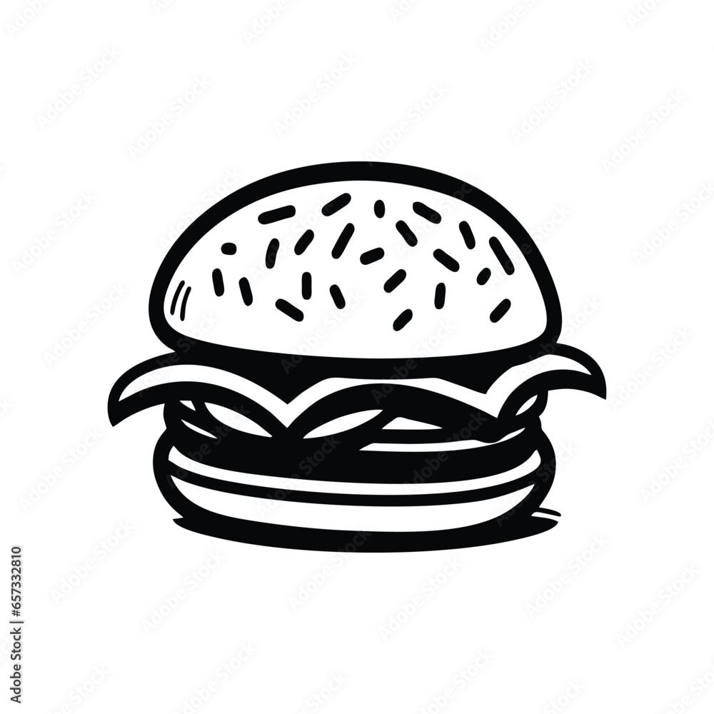 Burger illustration. Black and white vector Burger illustration. Black and white vector