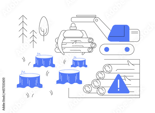 Deforestation abstract concept vector illustration.