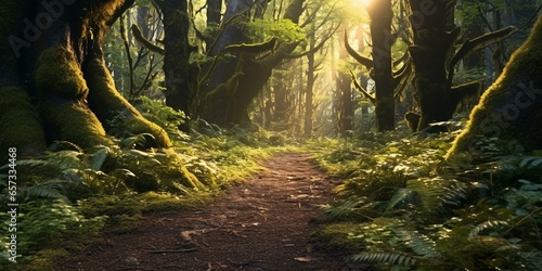 enchanted path through magical forest cinematic 4k