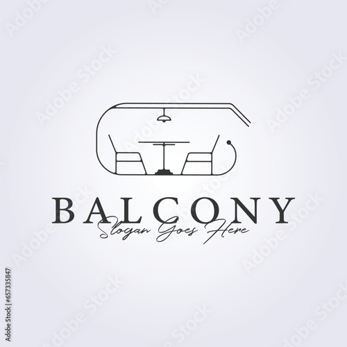 exterior balcony cafe logo symbol vector illustration linear design