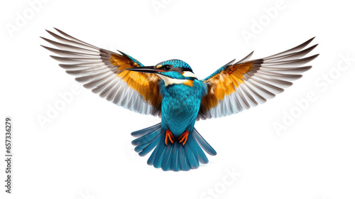 Kingfisher flying on transparent background