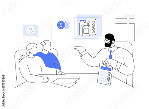 Financial assistance for seniors abstract concept vector illustration.