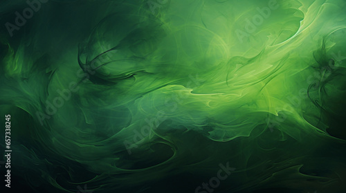 Abstract Background Enveloped in Swirls of Green Smoke