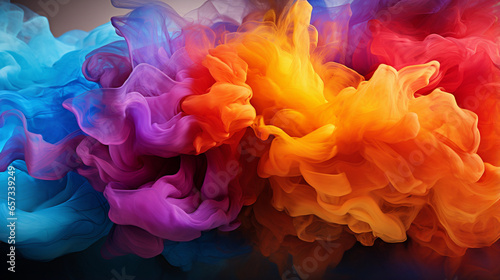 Energetic Dance of Vibrant Colored Smoke Plumes Intertwining in a Mesmerizing Display