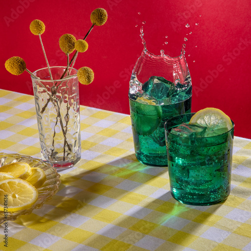 Drinks with lemons and splash