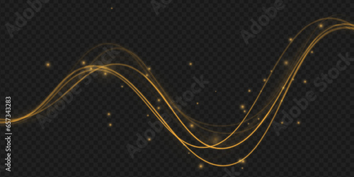 Rotating shining rings. Shine magic gold swirl with flare sparkles .