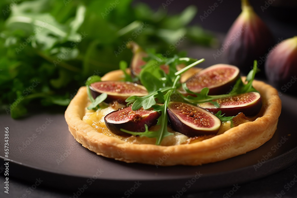 Fig cake closeup sweet dessert. Generative AI Fig cake closeup sweet dessert. Generative AI