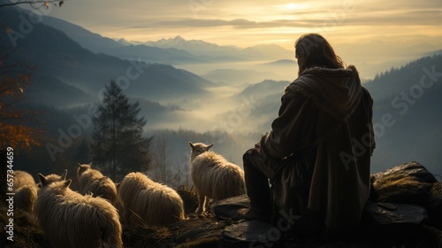 Foto Jesus Christ is our lord and god, the savior of mankind, the shepherd, protects