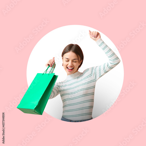 Happy young woman with shop...