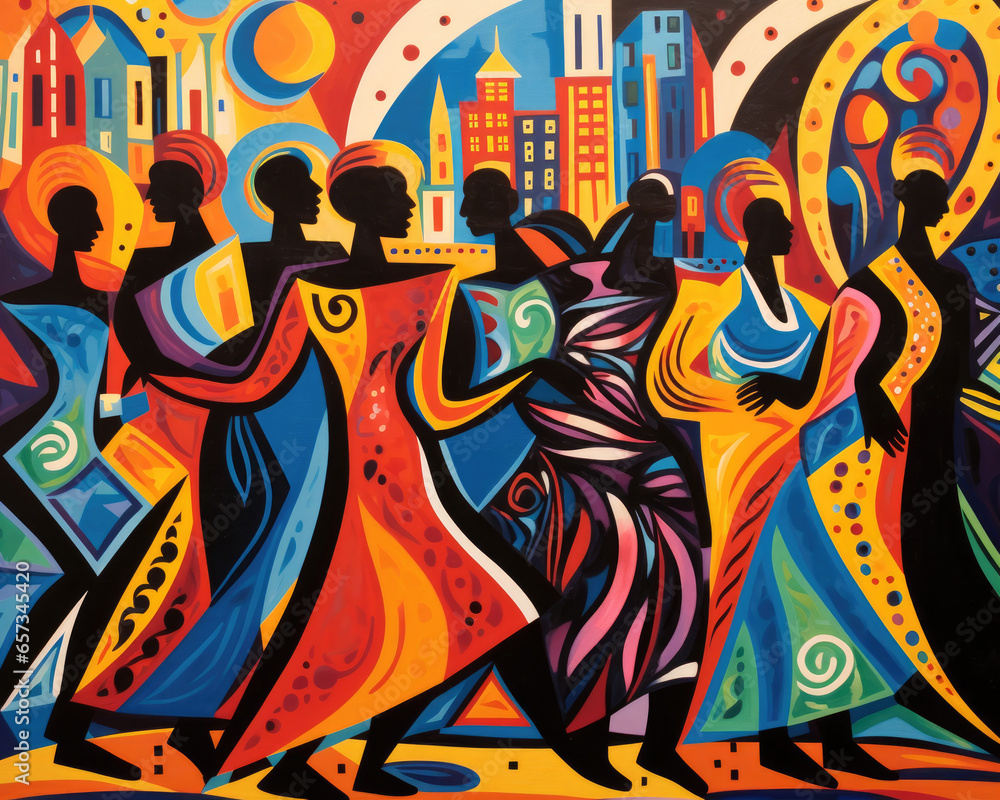 Collaboration & Unity: Black Leaders Unite in a Dance of Unity, Illuminating a Sustainable City - Embodying a Shared Vision for a Bright Future.