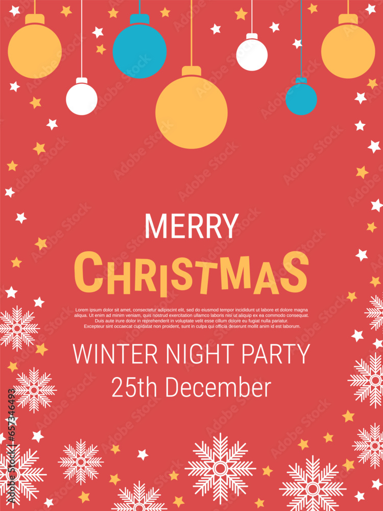 Christmas and New Year flat design style vector flyer template