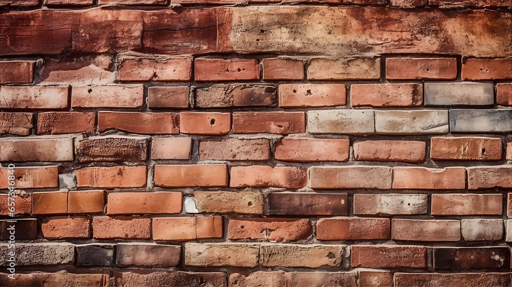 Obraz premium Rustic Echoes: Aged Brick Wall Textures through Generative AI