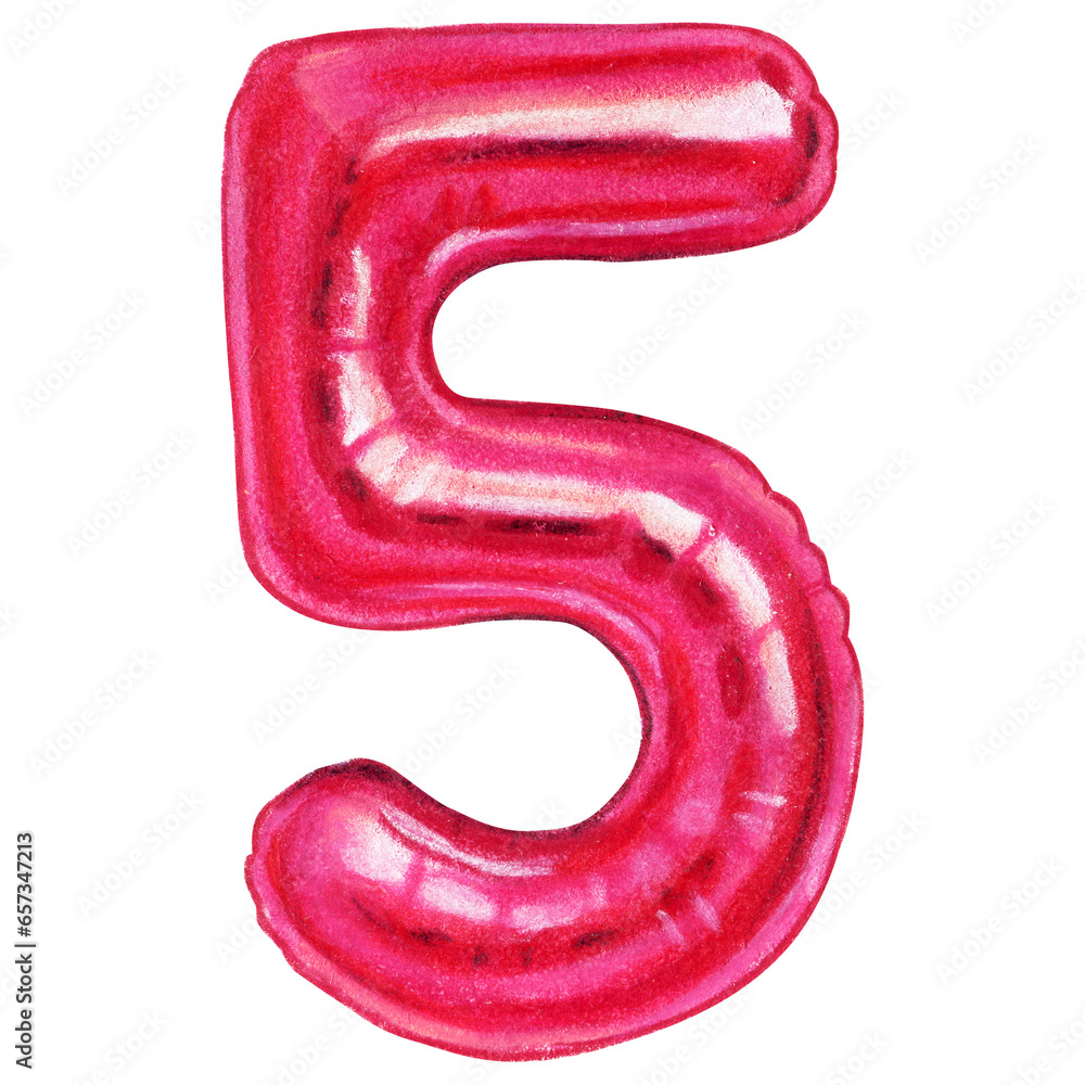 Watercolor hand drawn number shaped balloons Watercolor hand drawn number shaped balloons