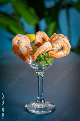 Shrimp Cocktail in a Martini glass.