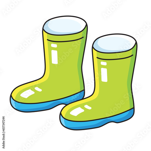 Green rubber boots