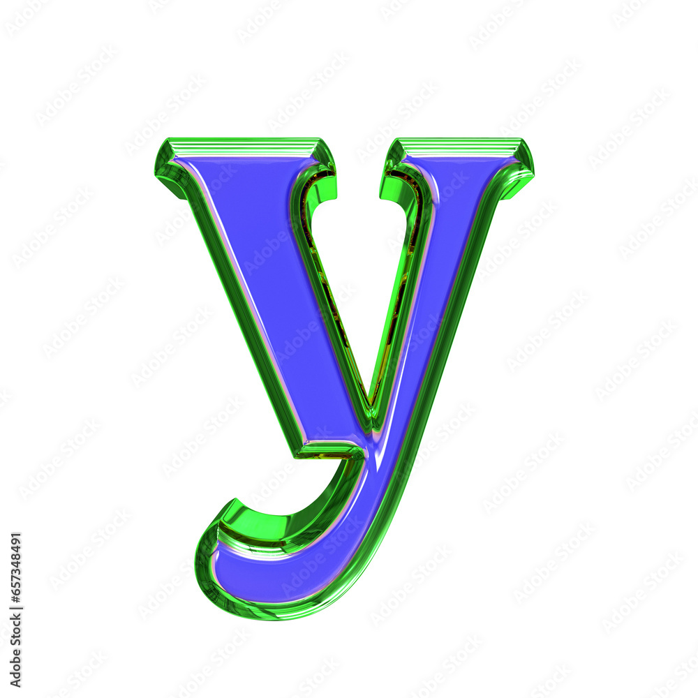Blue 3d symbol in a green frame. letter y Blue 3d symbol in a green frame. letter y
