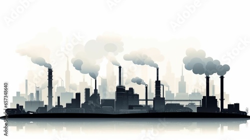 Silhouette of industrial factories on a white background