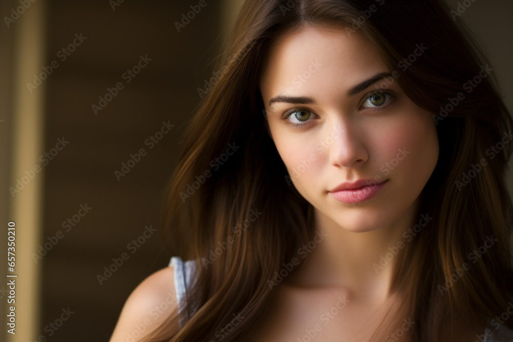 Portrait of a beautiful woman with long brown hair Portrait of a beautiful woman with long brown hair
