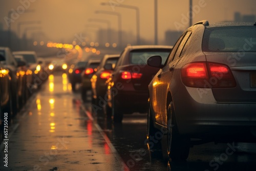 Traffic jams during rush hour. Background with selective focus and copy space © top images