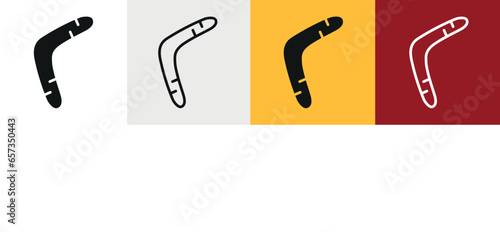 type of boomerang icon set. vector sillhouette and line icon set