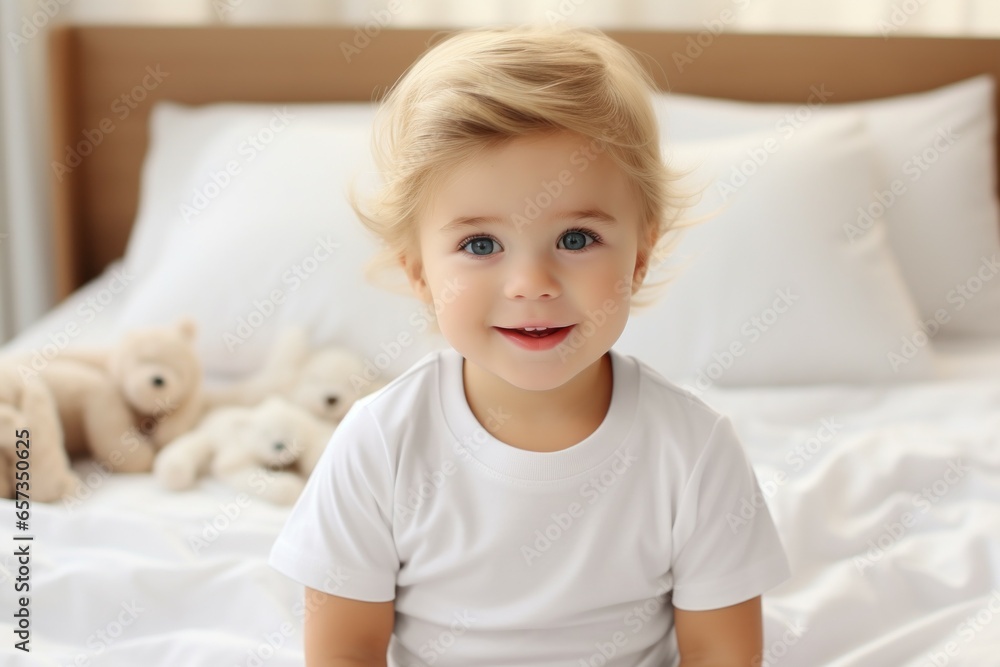 Happy smiling baby. Portrait with selective focus and copy space Happy smiling baby. Portrait with selective focus and copy space