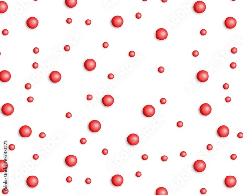 Repeating pattern of red Christmas balls on white background 