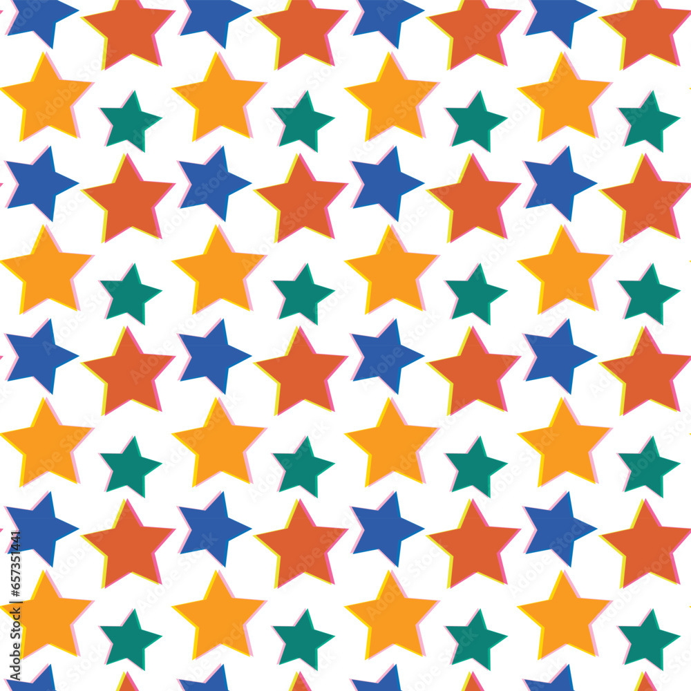 Pattern with stars. Double risographic effect. Vector design. For t-shirts, posters, clothing, flyers and brochures. Pattern with stars. Double risographic effect. Vector design. For t-shirts, posters, clothing, flyers and brochures.