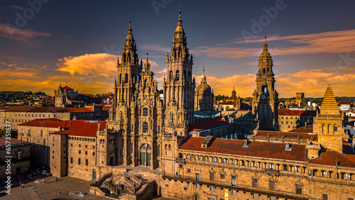 Stampa su tela Santiago de Compostela España Galiza Catedral Peregrinación Camino Praza Rúa Arq