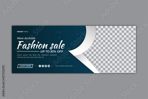 Creative Fashion sale social media facebook cover  timeline web ad banner template with photo place modern layout 