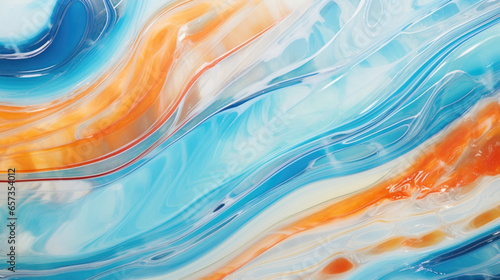 Texture of fused glass with a marbled effect  featuring swirls and streaks of various shades blending together with a glossy finish.