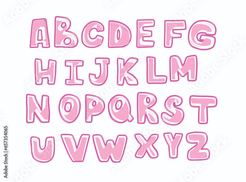 Pink Outline Alphabet letters font