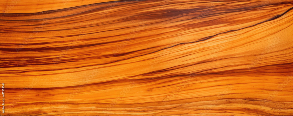 Closeup of a section of Exotic Wood with a silky smooth texture and a golden yellow color. Its natural oils make it resistant to rot and fungi, making it a popular choice for outdoor projects.